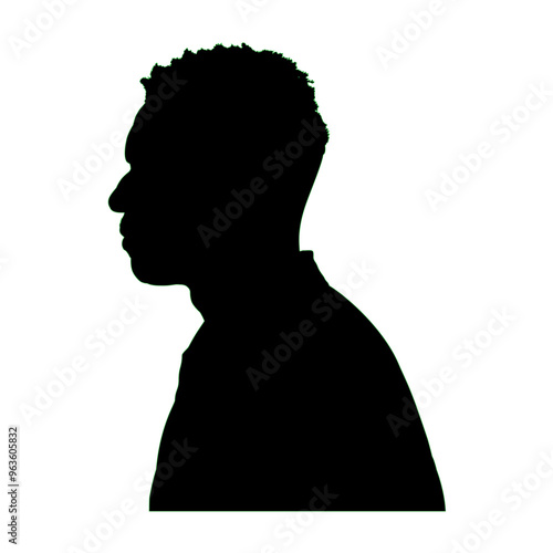 Silhouette of black handsome young man, side view,  vector illustration