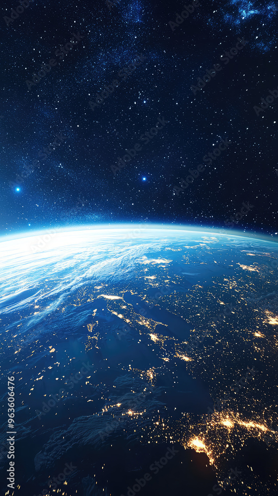 Obraz premium A breathtaking view of Earth from space, showcasing the beauty of our planet and the vastness of the universe.