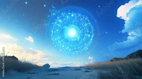 clear sky with hologram of zodia photo