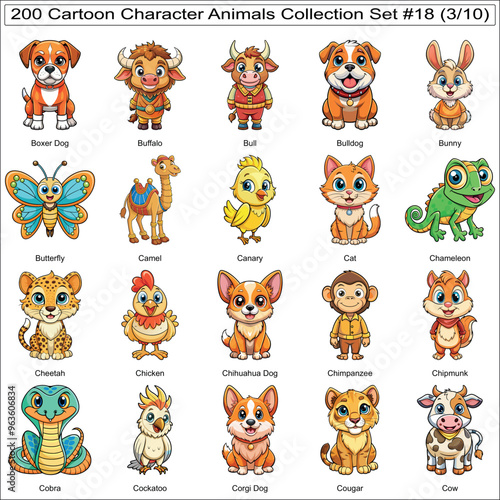 Cartoon Character Animals Collection Set of 200 Isolated Animals Part 3