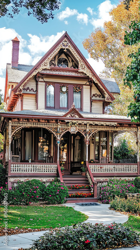 Wallpaper Mural A charming Victorian-era house with intricate gingerbread details and a welcoming front porch. Torontodigital.ca