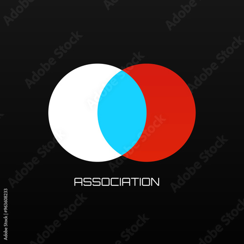 Associacion abstract logo, two circles. Round business icon. Relationship concept. Vector illustration