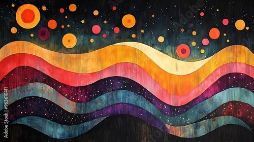 vintage 1960s concert poster with psychedelic patterns and bold colors perfect for evoking the vibrant energy and artistic style of the 1960s music scene in a nostalgic and dynamic design