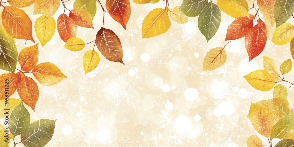 A serene autumn background featuring a beautiful watercolor texture with vibrant fall leaves gently blending in soft hues of orange, yellow, and green, creating a warm seasonal atmosphere A serene autumn background featuring a beautiful watercolor texture with vibrant fall leaves gently blending in soft hues of orange, yellow, and green, creating a warm seasonal atmosphere