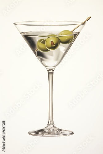 Olive Martini on white background 