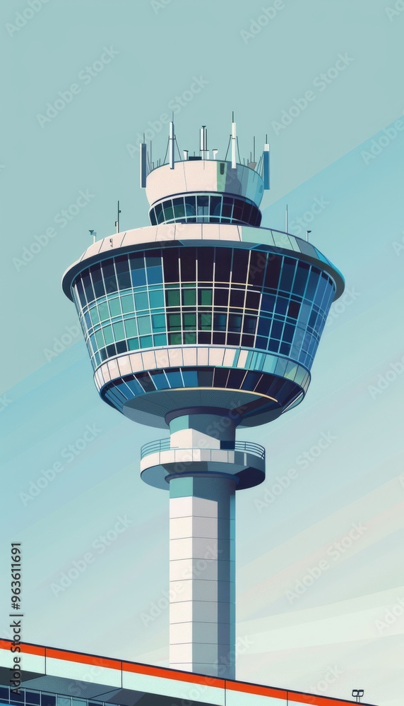 sharp illustration of Changi Airport's control tower, highlighting its modern architecture pivotal sharp illustration of Changi Airport's control tower, highlighting its modern architecture pivotal