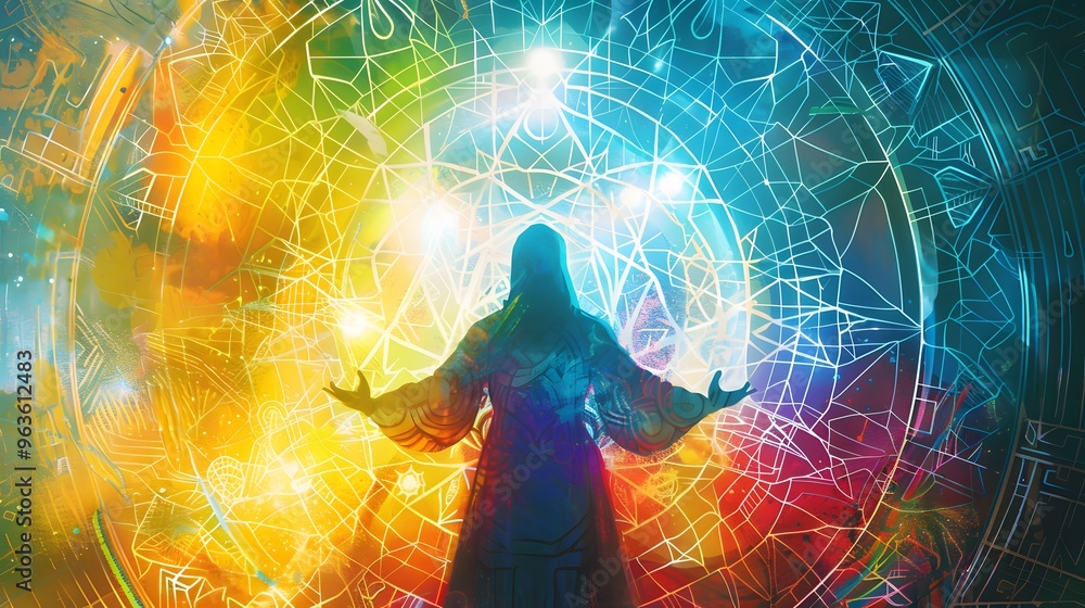 Mystical Figure in a Colorful Mandala Mystical Figure in a Colorful Mandala
