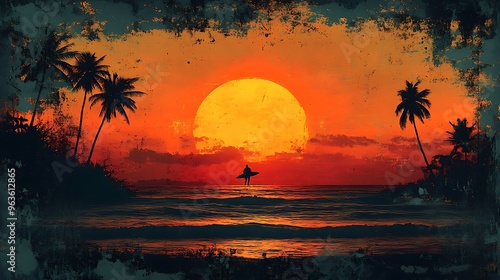 retro vacation postcard with vibrant colors and classic fonts perfect for evoking nostalgia and capturing the essence of tropical getaways and sunny destinations