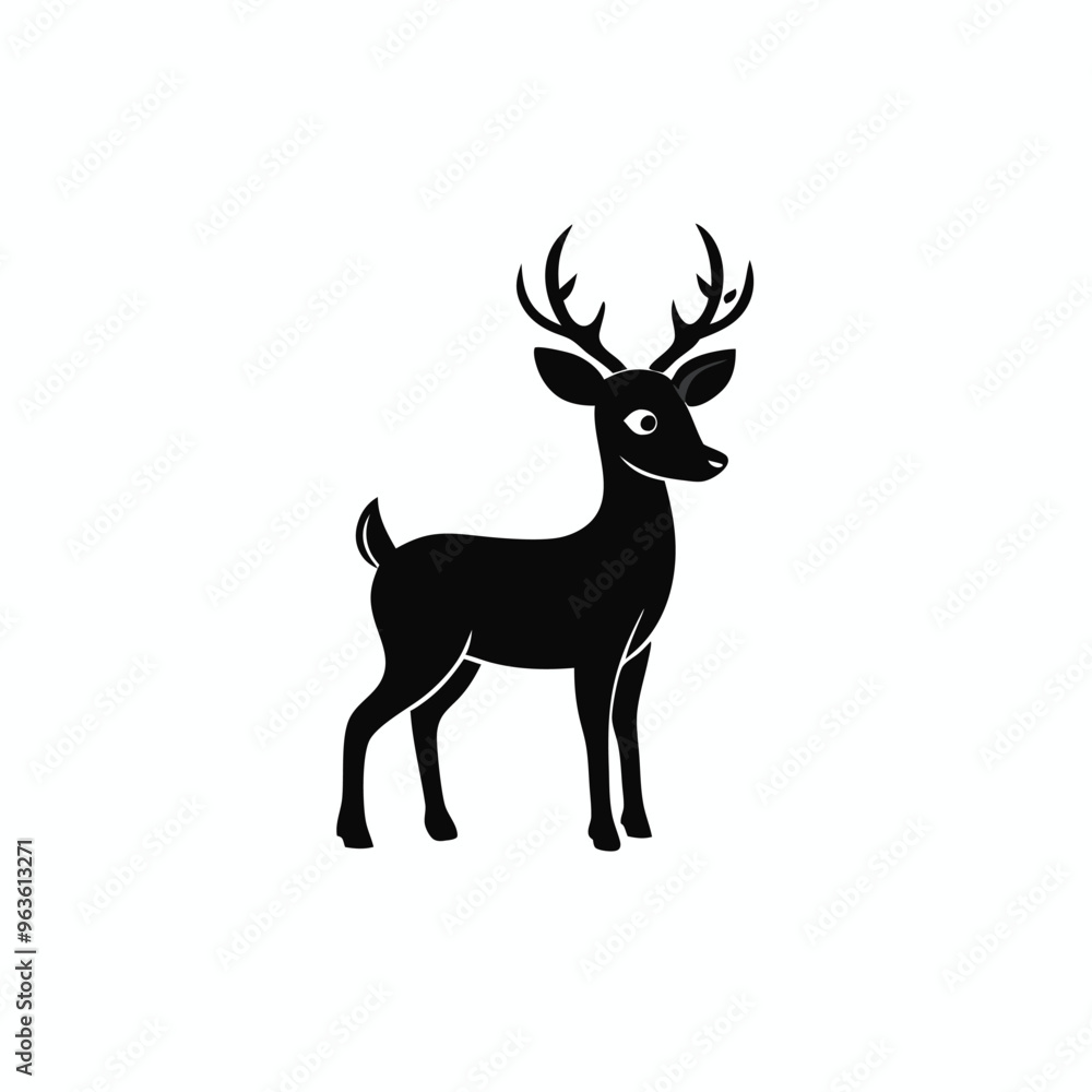 Fototapeta premium a black Deer vector illustration silhouette, isolated white background