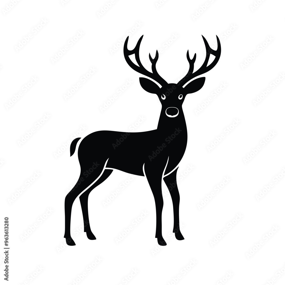 Obraz premium a black Deer vector illustration silhouette, isolated white background