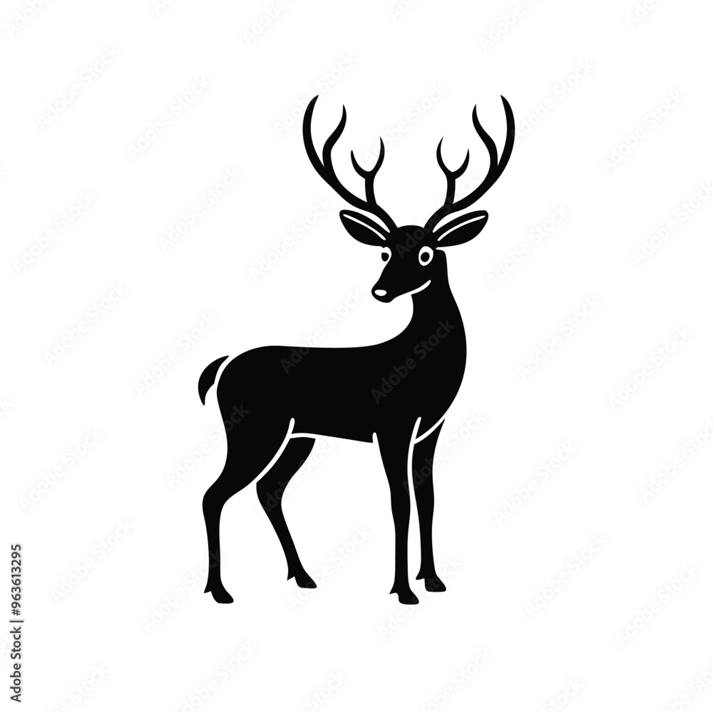 Obraz premium a black Deer vector illustration silhouette, isolated white background
