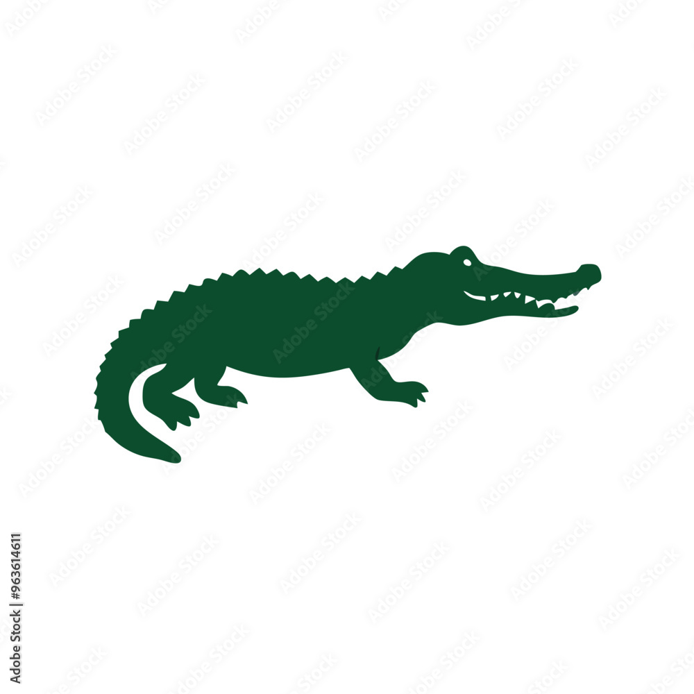 Obraz premium a crocodile side view vector silhouette illustration, isolated white background 
