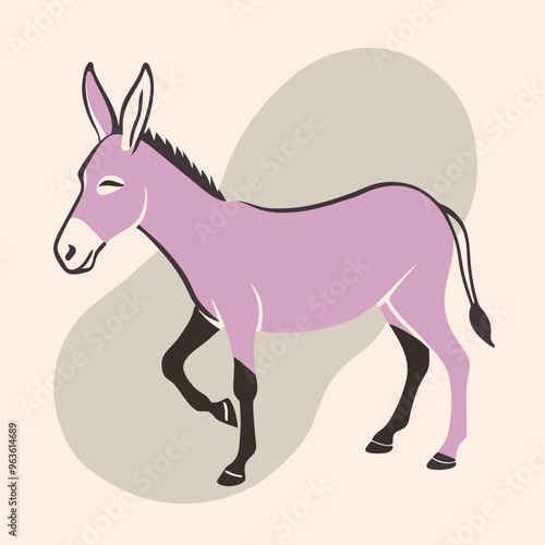 a jumping donkey Standing pose,  vector silhouette illustration, isolated white background  