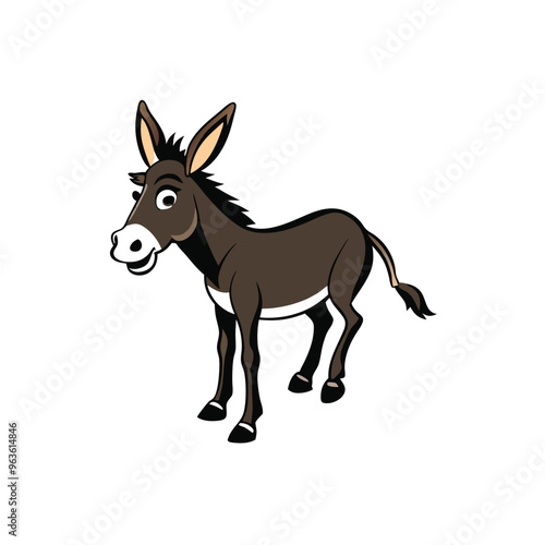a jumping donkey Standing pose,  vector silhouette illustration, isolated white background  