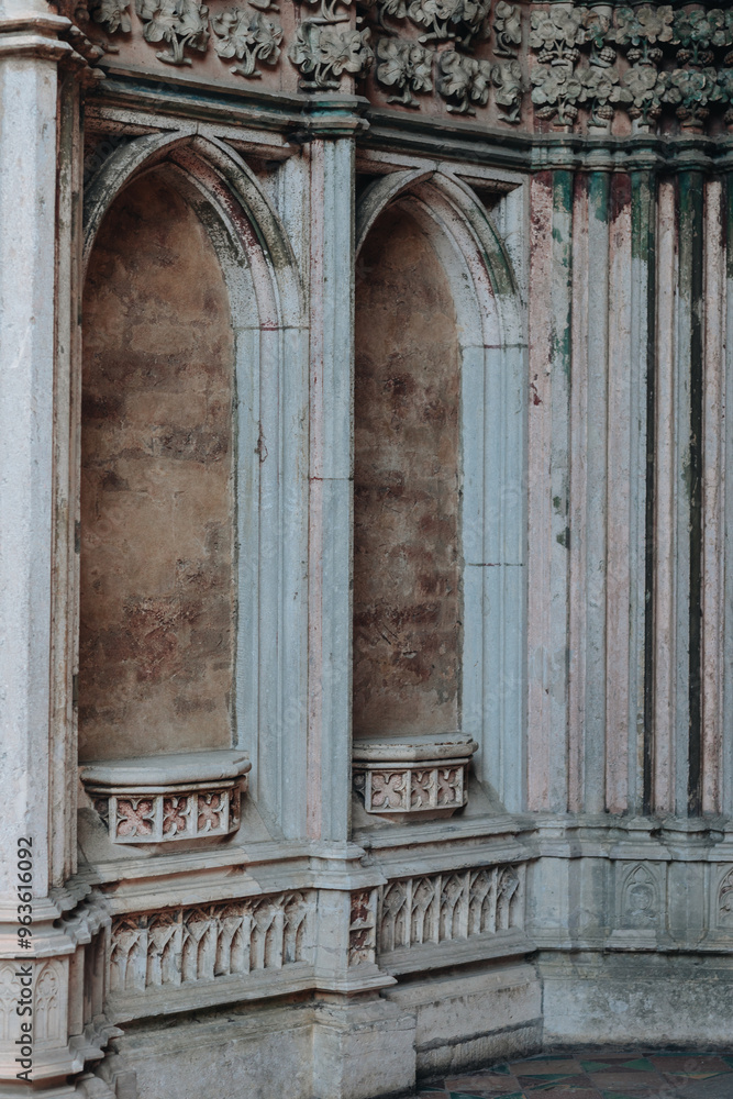 Fototapeta premium bricked up windows in a gothic castle 