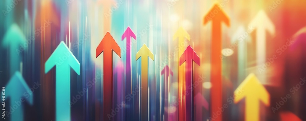 Fototapeta premium colorful arrows pointing upwards in motion