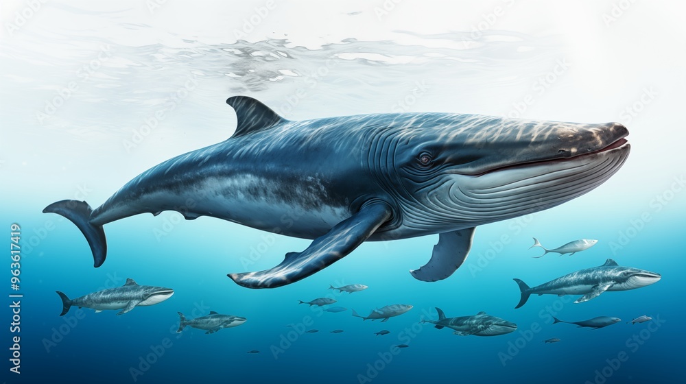 Fototapeta premium Blue Whale Isolated on Transparent Background
