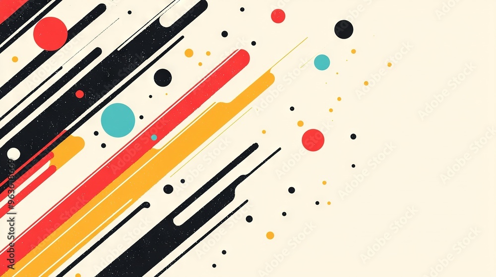 An abstract image with a vibrant backdrop featuring black, red, yellow, and blue circles and stripes in shades of black, white, orange, and red An abstract image with a vibrant backdrop featuring black, red, yellow, and blue circles and stripes in shades of black, white, orange, and red