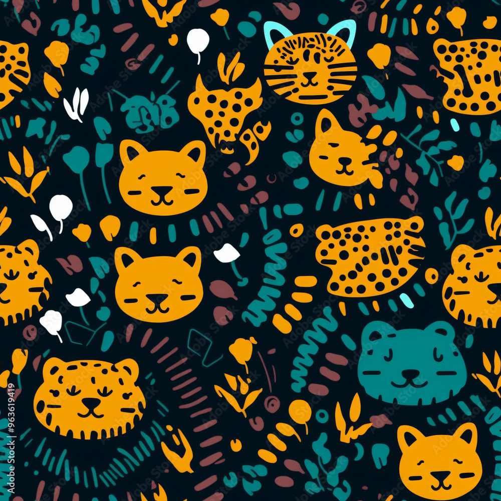 seamless pattern with cats seamless pattern with cats