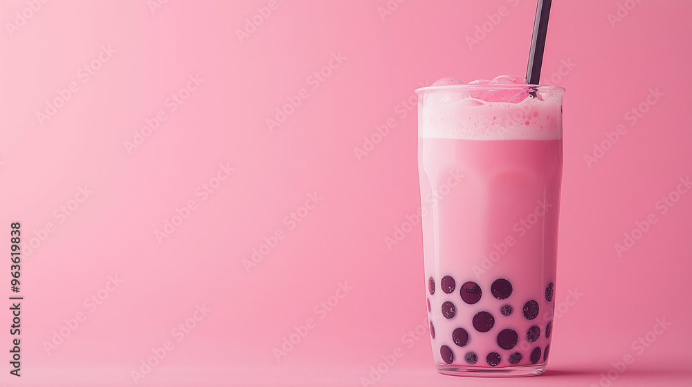 Taiwanese bubble tea isolated on pink background Taiwanese bubble tea isolated on pink background