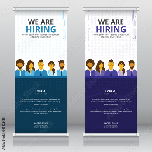 Roll up or retractable banner, standee, X-banner templates for effective recruitment and hiring processes in information technology fields such as software, web or mobile app development, IT support