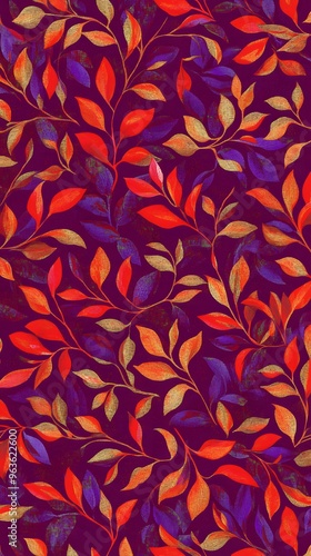 Flowers, Florals, Shapes, Waves, Leaves, Red and Purple, Texture, Pattern Background, Wallpaper, Cover and Screen for Smartphone, PC, Laptop, 9:16 and 16:9 Format