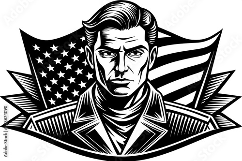 Veterans Day, a mature man with intelligent, wise eyes, a patriot, a humanist, AI Generation