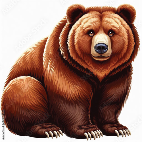 Cute Grizzly Bear Vector Cartoon illustration