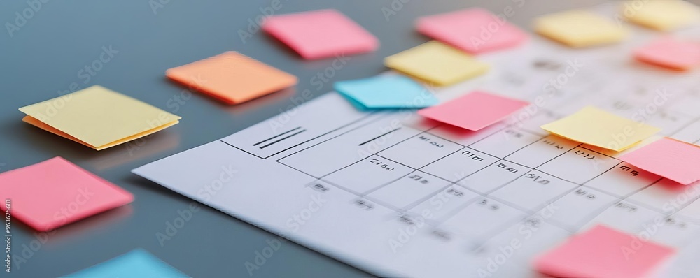 Fototapeta premium Close-up of a digital calendar with reminders and notifications, multitasking, time management tools