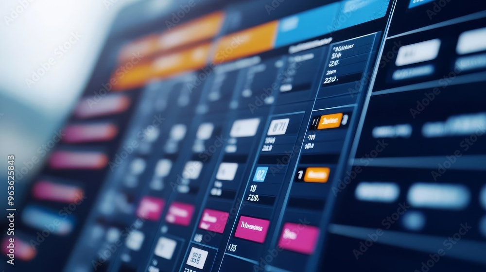 Close-up of a digital calendar with multiple events and reminders, multitasking, schedule management Close-up of a digital calendar with multiple events and reminders, multitasking, schedule management