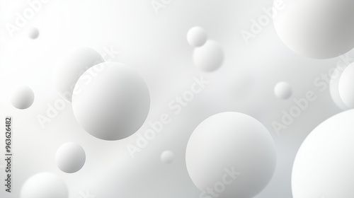 A soft, abstract background featuring multiple white spheres of varying sizes floating in a smooth, monochromatic space