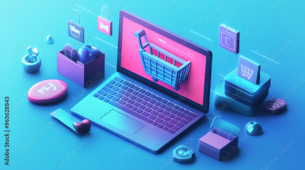 Depict the sale of digital products, such as e-books, software, courses, or music, alongside physical goods. Highlight how online businesses can offer a wide range of products and services. Depict the sale of digital products, such as e-books, software, courses, or music, alongside physical goods. Highlight how online businesses can offer a wide range of products and services.