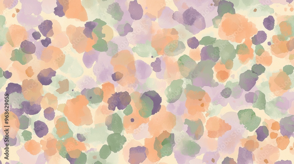 This seamless watercolor pattern features abstract spots in a harmonious blend of pastel colors, creating a stylish and versatile background for various design projects This seamless watercolor pattern features abstract spots in a harmonious blend of pastel colors, creating a stylish and versatile background for various design projects
