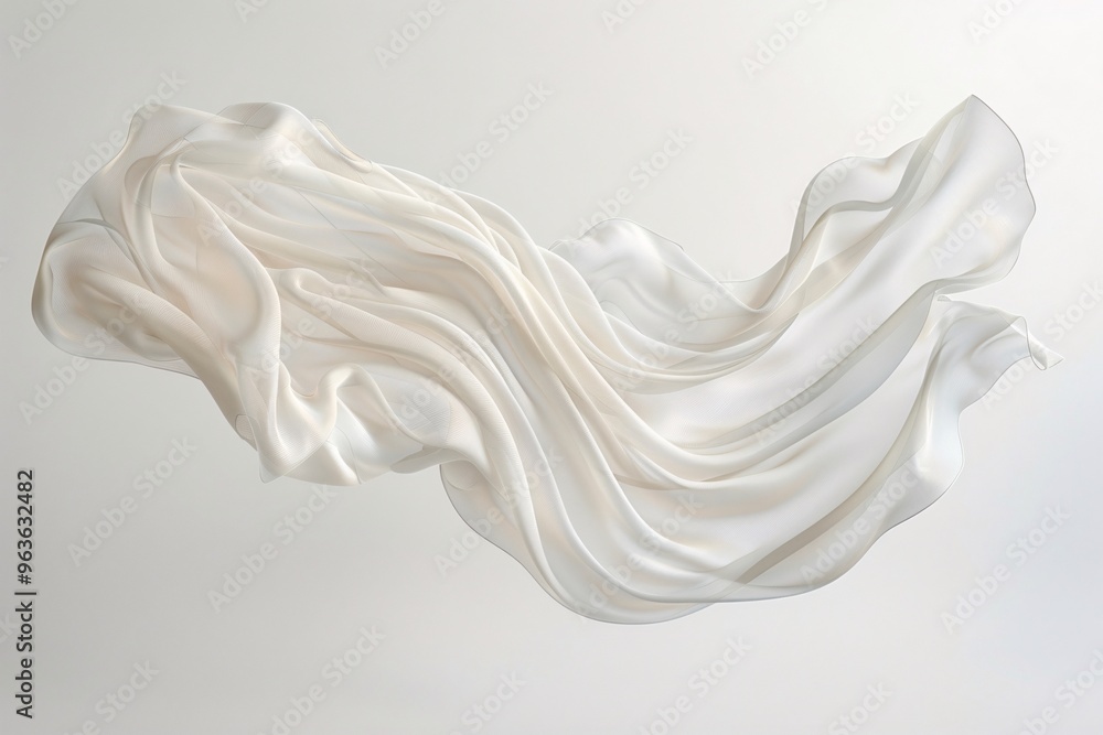 Levitating White Foulard in Soft Flowing Motion on Minimal Background Levitating White Foulard in Soft Flowing Motion on Minimal Background