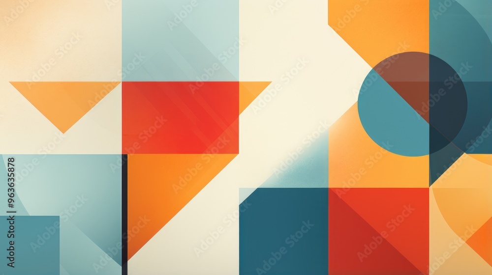 A vibrant abstract geometric background with overlapping shapes in shades of orange, red, blue, and green. A vibrant abstract geometric background with overlapping shapes in shades of orange, red, blue, and green.