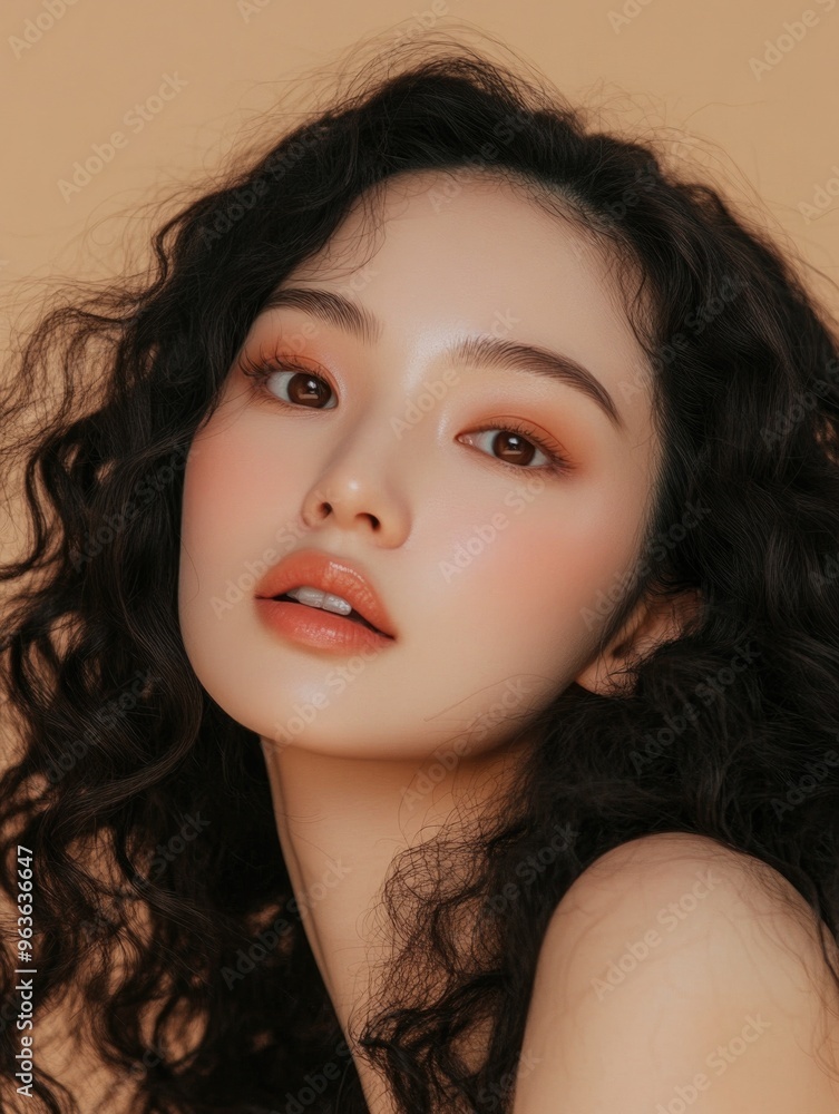 A woman with dark hair and brown eyes is wearing makeup. She has a smile on her face A woman with dark hair and brown eyes is wearing makeup. She has a smile on her face