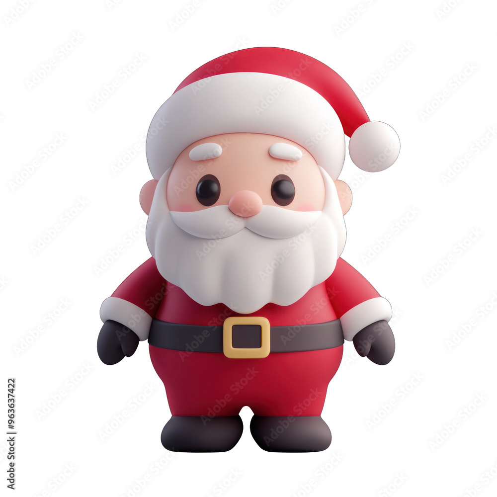 A cheerful cartoon Santa Claus figure, perfect for holiday celebrations, decorations, and festive designs. 3d render
