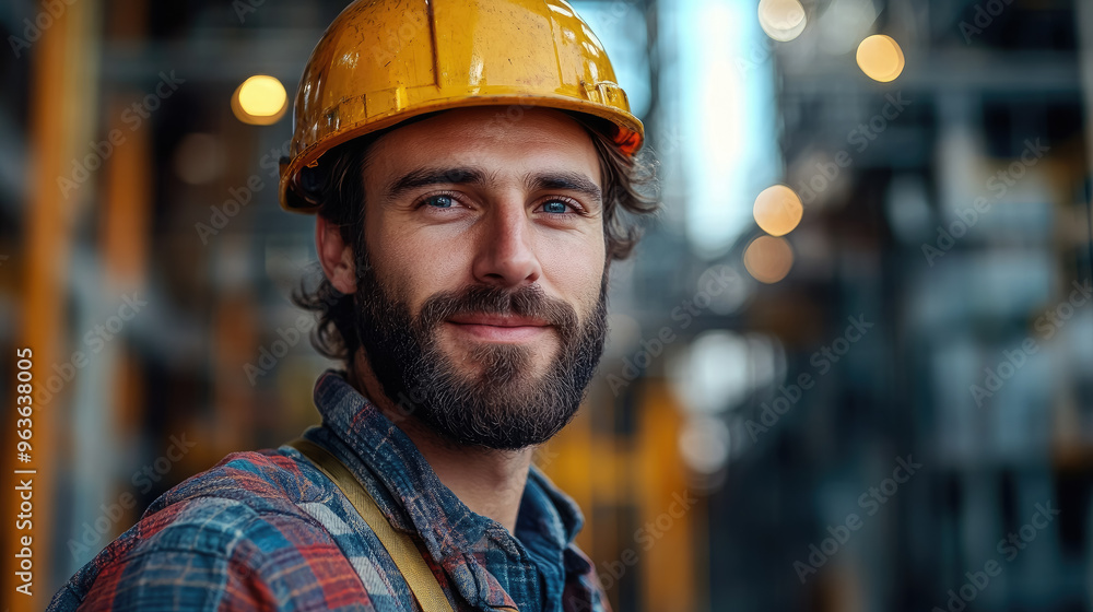 Nuclear industry worker against the background of a nuclear power plant, physicist, employee portrait, man, pipes, technology, equipment, science, scientist, uniform, helmet, builder, engineer Nuclear industry worker against the background of a nuclear power plant, physicist, employee portrait, man, pipes, technology, equipment, science, scientist, uniform, helmet, builder, engineer