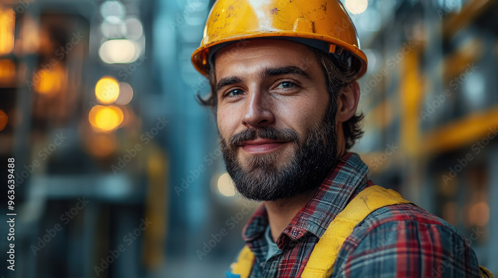 Nuclear industry worker against the background of a nuclear power plant, physicist, employee portrait, man, pipes, technology, equipment, science, scientist, uniform, helmet, builder, engineer Nuclear industry worker against the background of a nuclear power plant, physicist, employee portrait, man, pipes, technology, equipment, science, scientist, uniform, helmet, builder, engineer