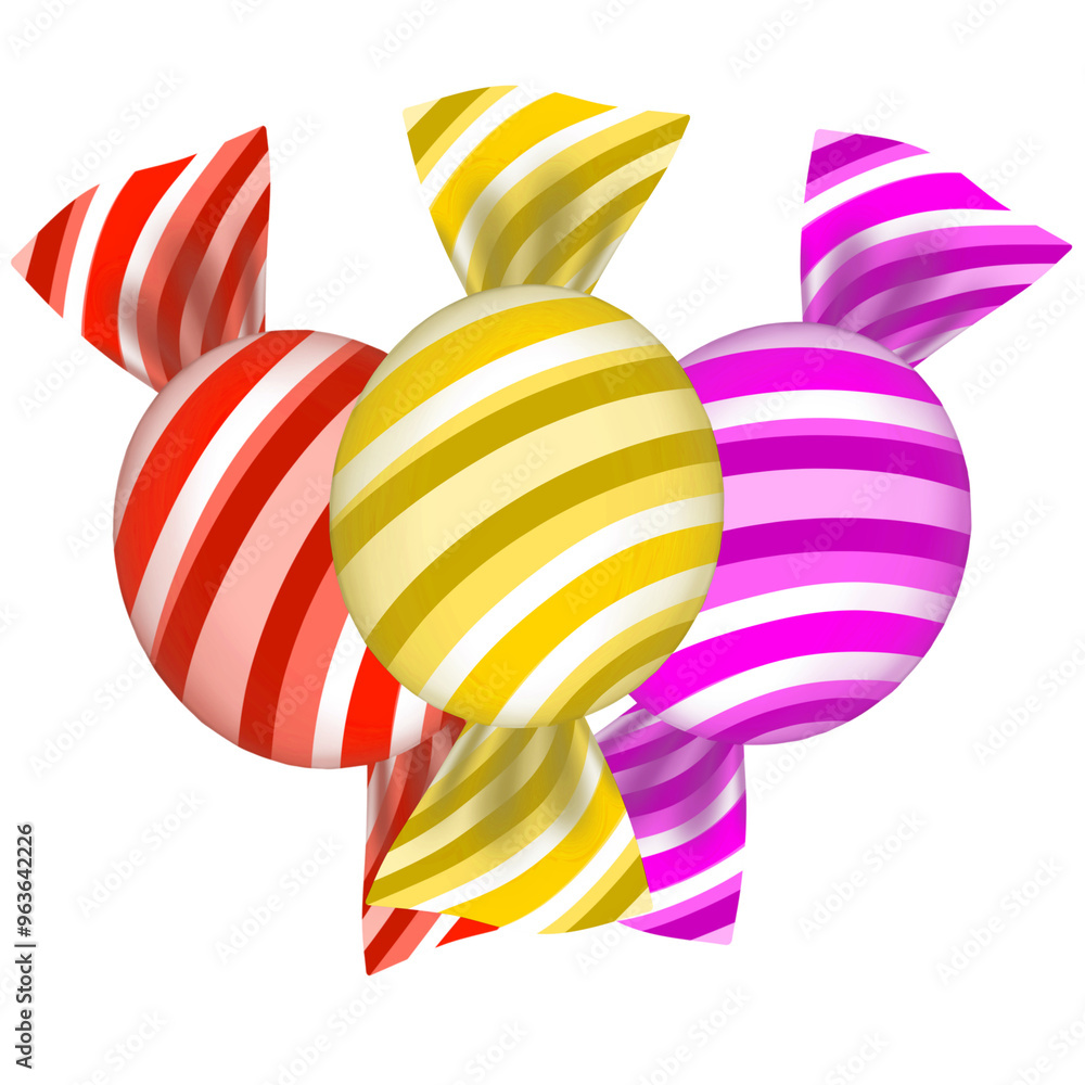 Fototapeta premium colorful candy with stripes, lines, swirls wrapping paper. Sticker. Chocolate peppermint isolated on transparent background. PNG 