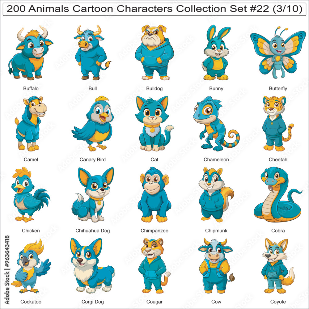 Fototapeta premium Animals Cartoon Characters Collection Set of 200 Isolated Animals Part 3