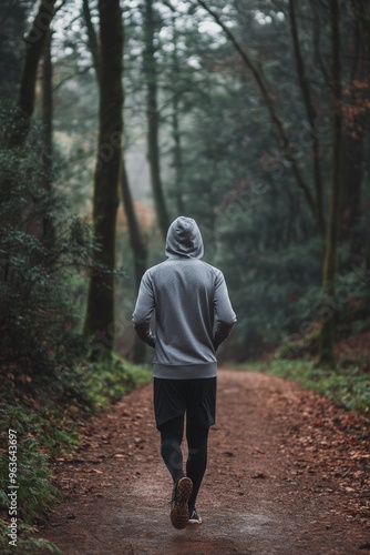 Energizing Morning Run in Nature: Embracing Vitality and Connection onForest Trail