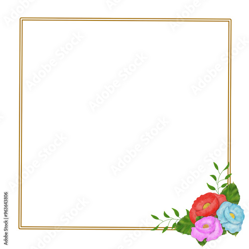 Flowers with leaves for corner of border.