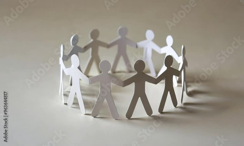 A group of people are holding hands in a circle