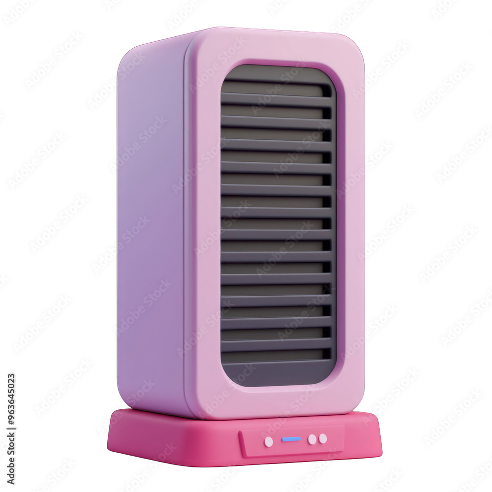A stylish portable fan in pink and purple, perfect for personal cooling. Ideal for office, home, and outdoor use. 3d render A stylish portable fan in pink and purple, perfect for personal cooling. Ideal for office, home, and outdoor use. 3d render