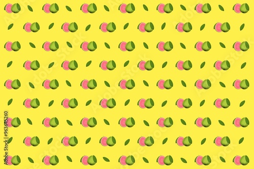 seamless background fruit, seamless pattern, seamless pattern with guava, illustration of fruits, fruit, yellow background, wallpaper, fruit background, food, yellow, guava