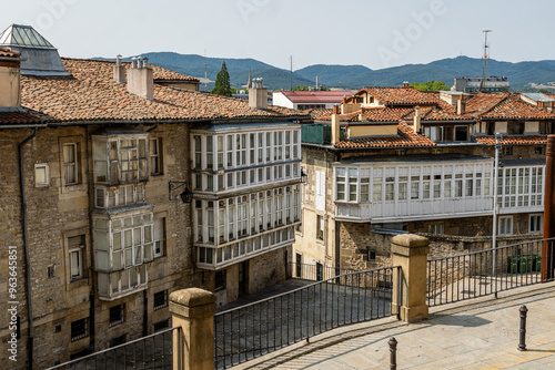 Historic Architecture of Vitoria-Gasteiz, Spain with Classic Rooftops and Balconies