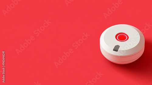 Interconnected fire detector with flat design on red background, showcasing its modern aesthetic and functionality.