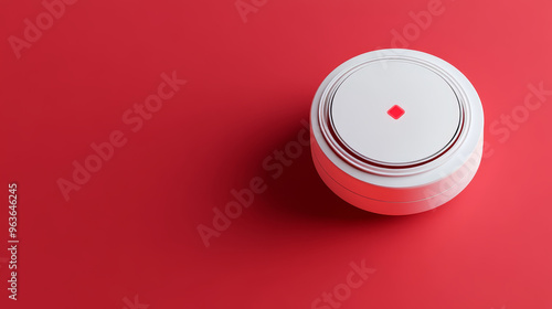 Modern multi zone fire detector with flat design on red background