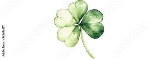 Watercolor Illustration of a Four-Leaf Clover